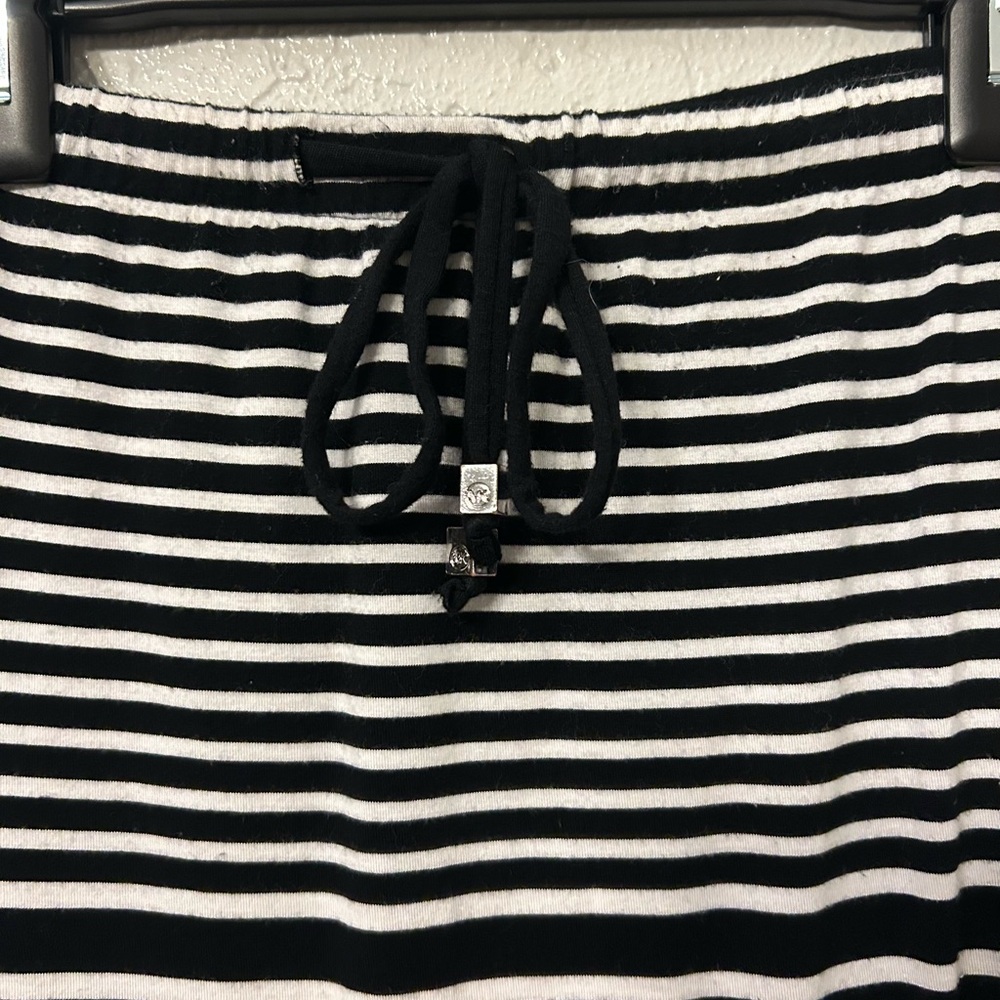 Michael Kors Black & White Striped Drawstring Maxi Skirt XL - Picture 2 of 5